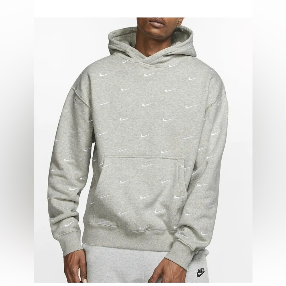Nike NRG all over swoosh logo pullover Men’s grey hoodie (size XL)